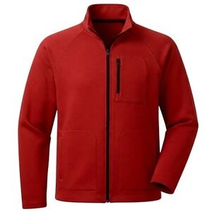 Banana Republic Mens Red Full Zip Fleece Jacket Mock Neck Raglan Large